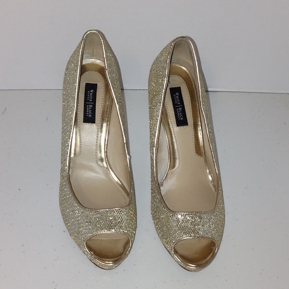 WHBM dancer Gold Glitter Pumps Heels size 7